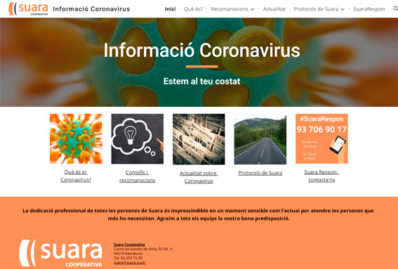 Suara habilita un web especial amb informació sobre Coronavirus i un telèfon d’atenció ciutadana